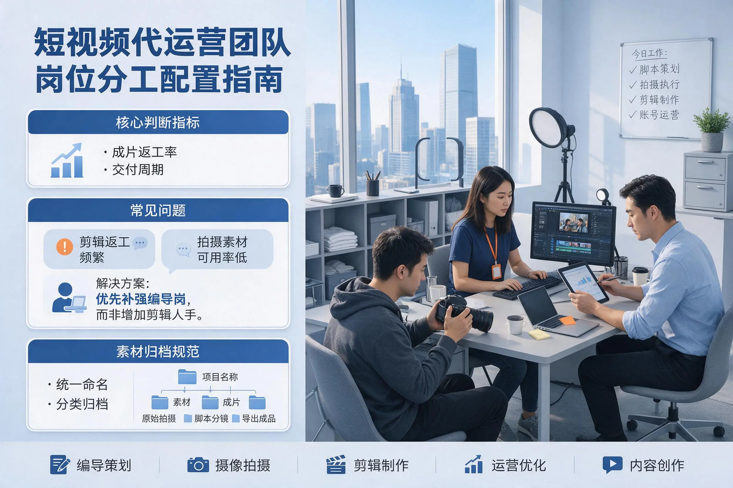 短视频代运营团队如何配置?宁德企业岗位分工科普说明
