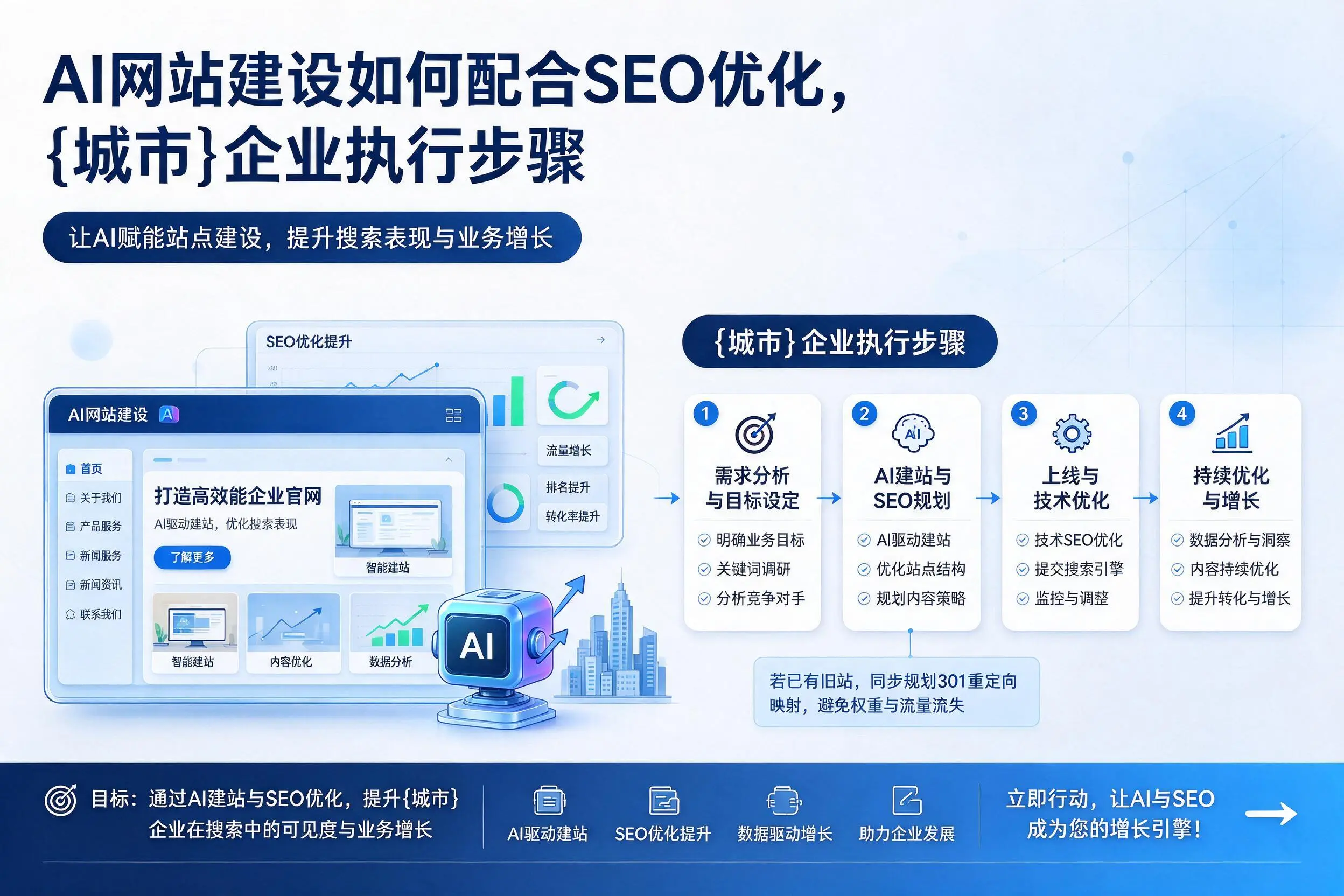 AI网站建设如何配合SEO优化,宁德企业执行步骤