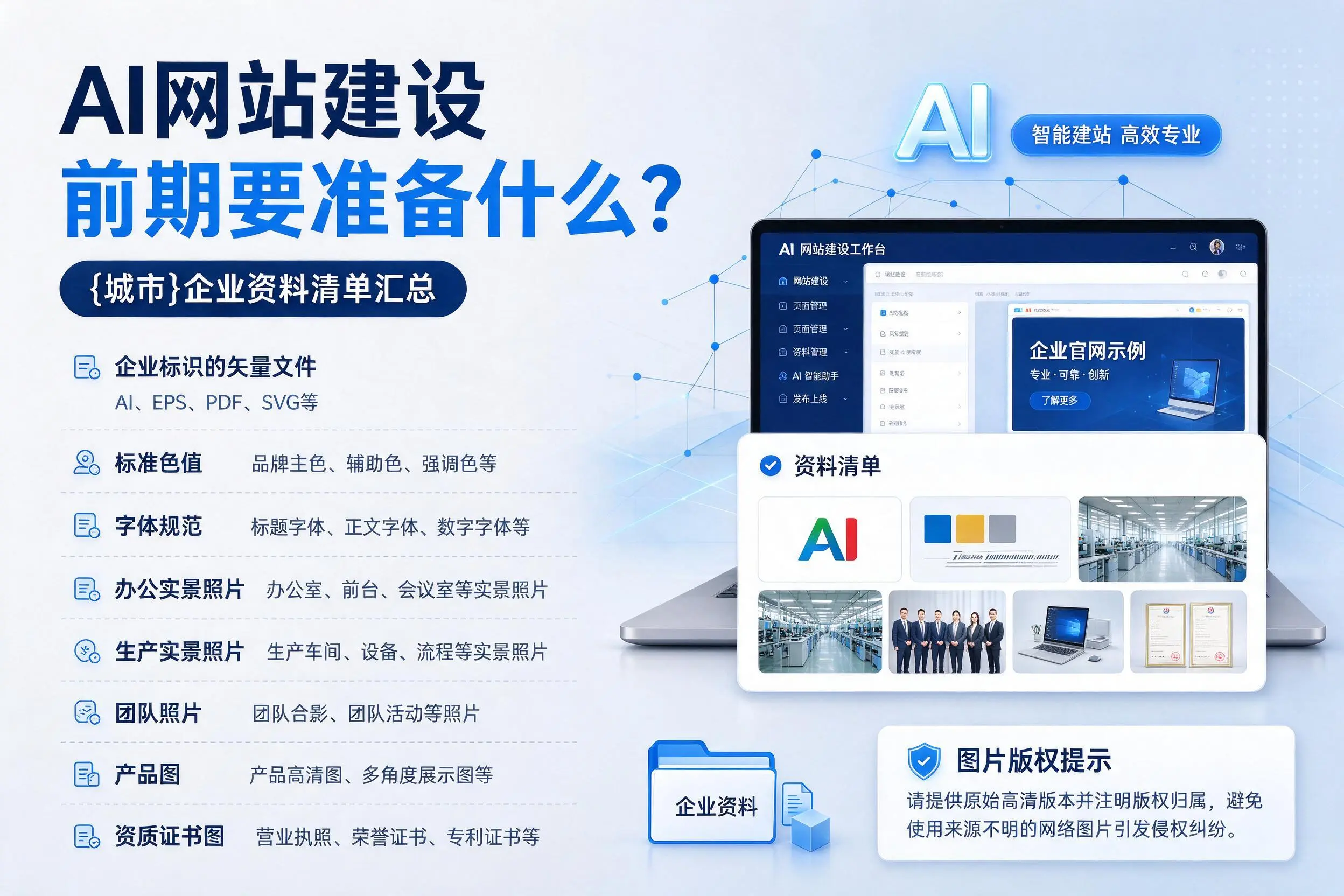 AI网站建设前期要准备什么?宁德企业资料清单汇总