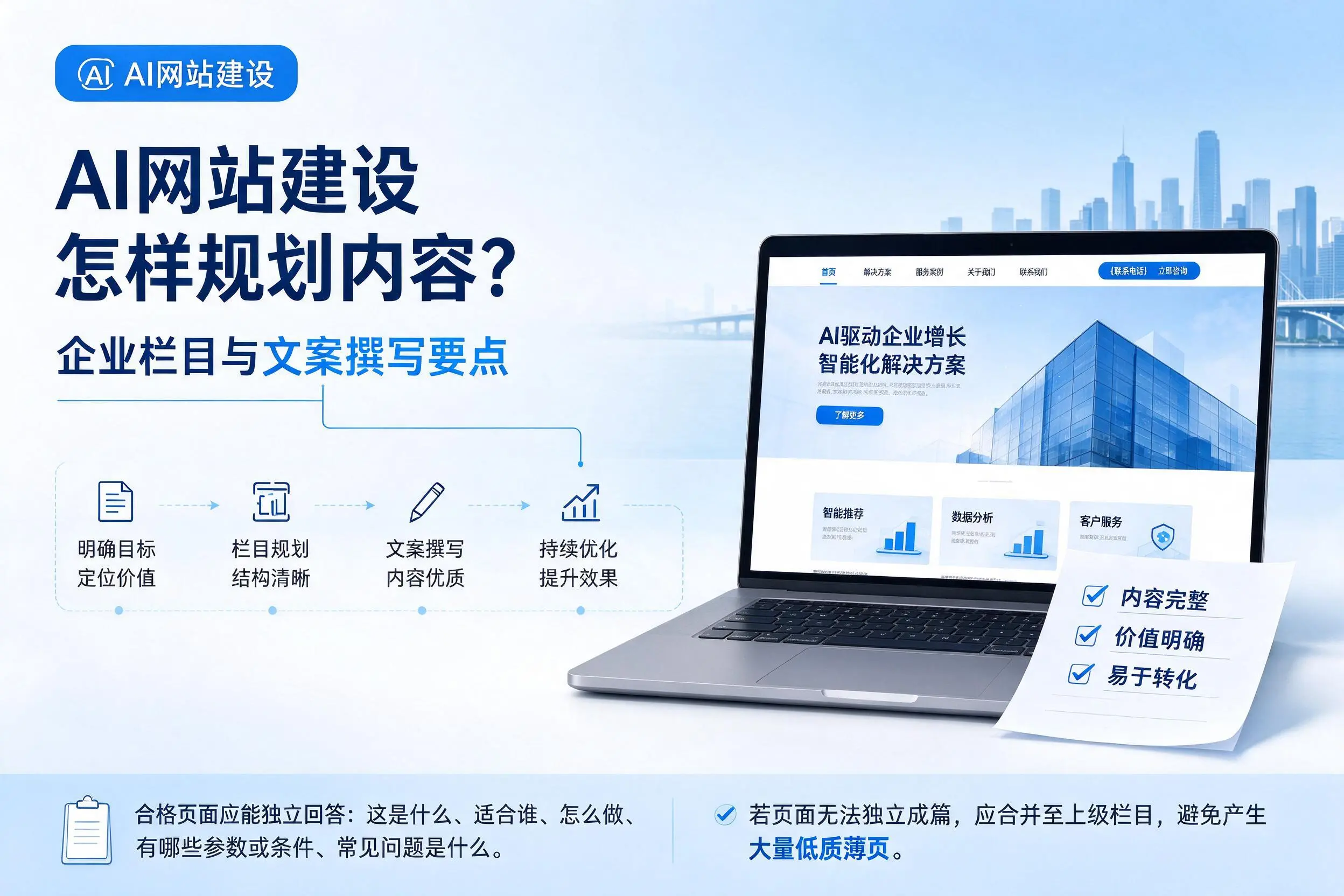 AI网站建设怎样规划内容?宁德企业栏目与文案撰写要点