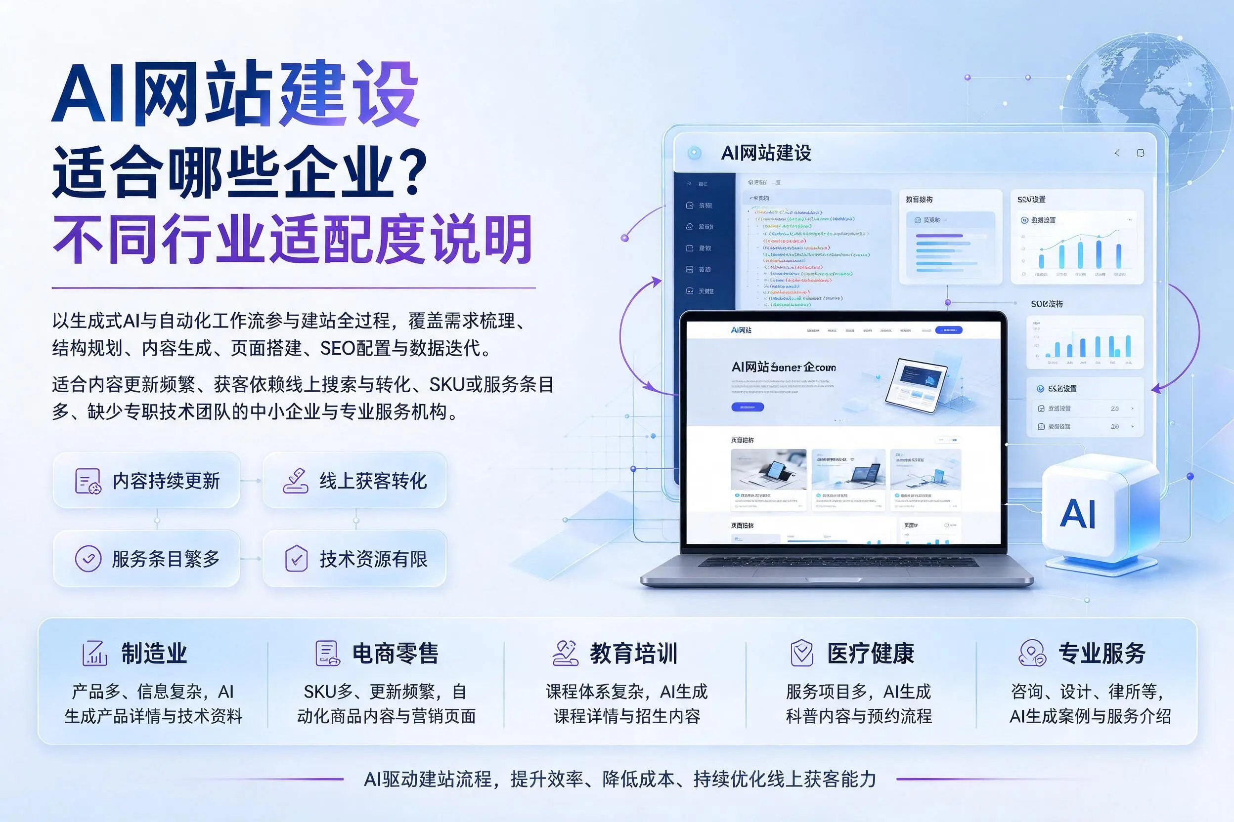 AI网站建设适合哪些企业?宁德不同行业适配度说明